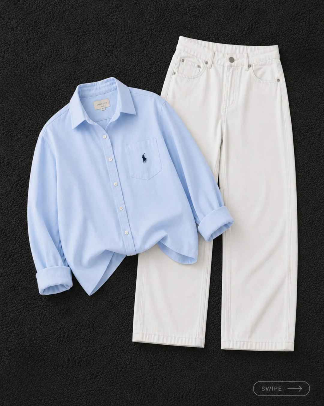 Men’s Casual Shirt & White Denim Jeans Combo