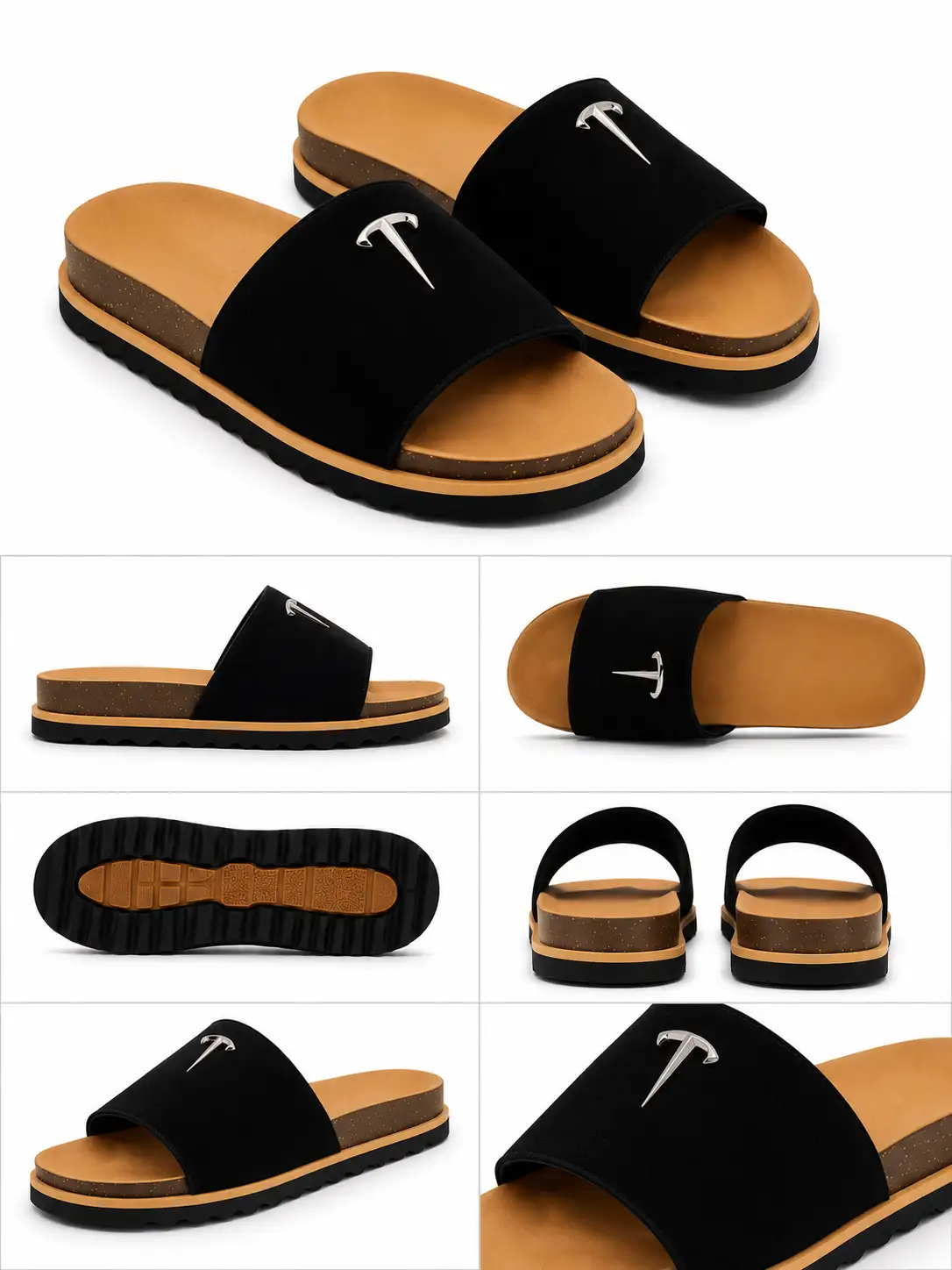 Premium Black Comfort Slide Sandals
