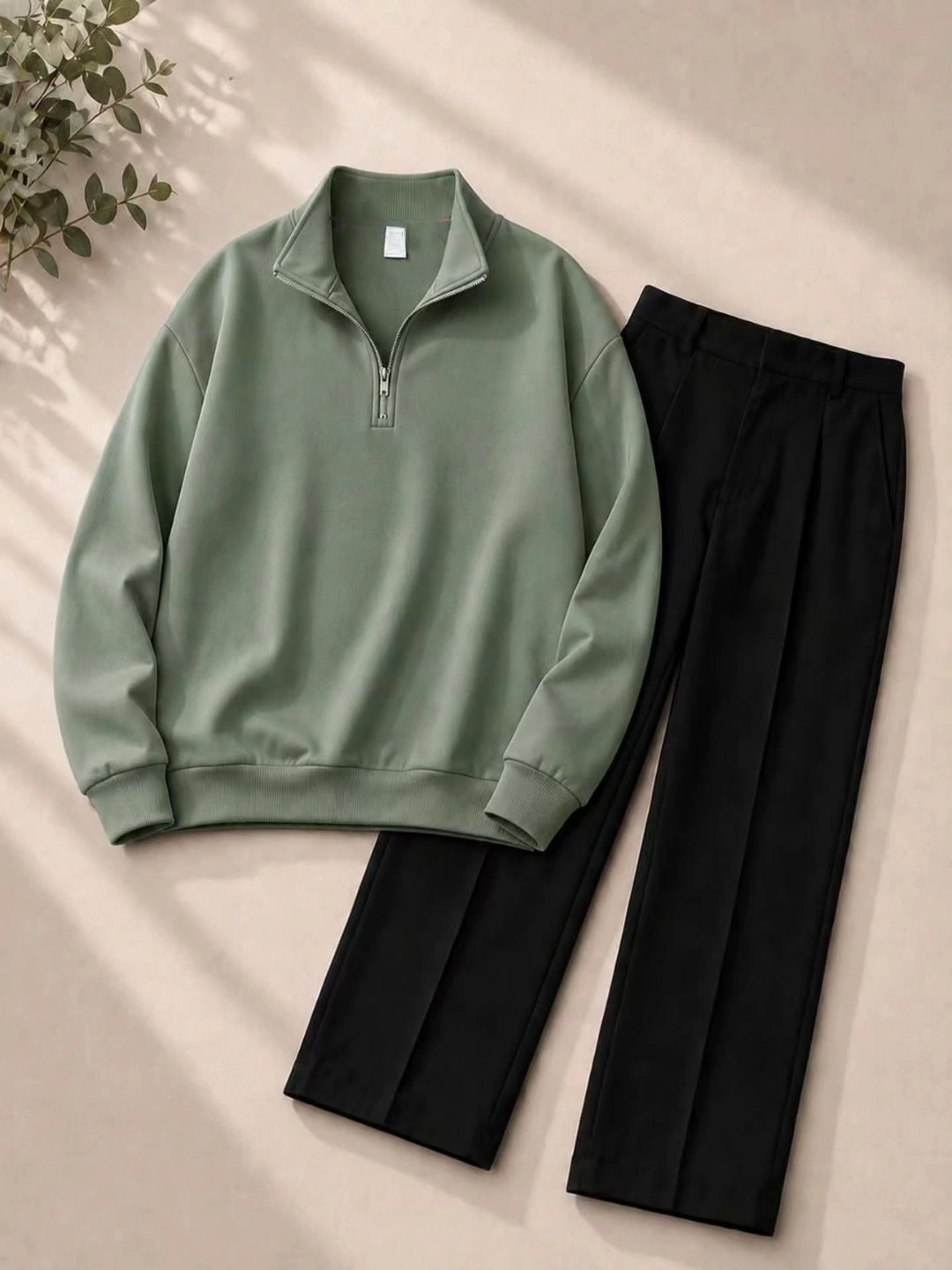 Modern Half-Zip Pullover and Tailored Trouser Set