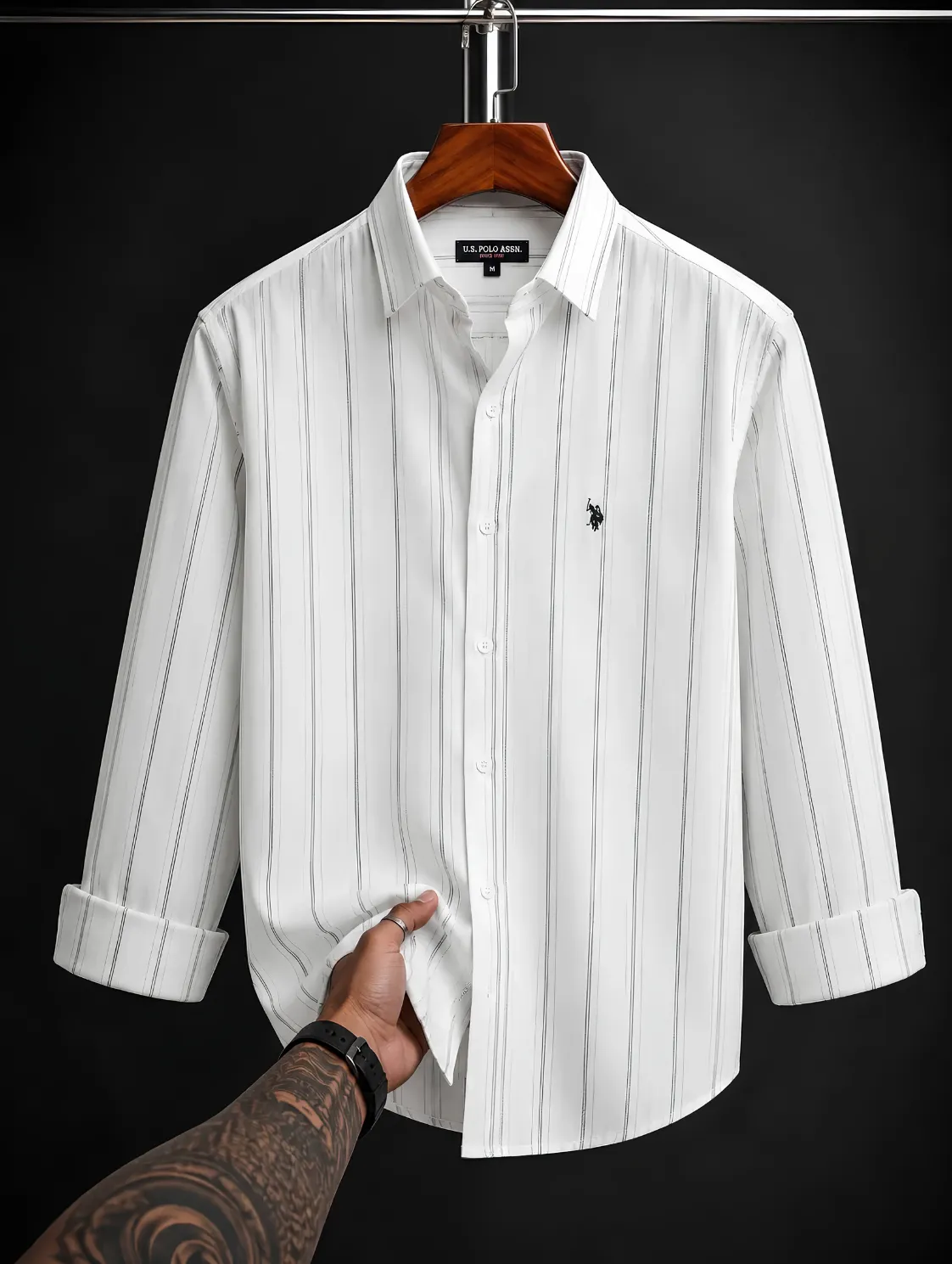 Classic Maroon and White Striped Button-Down Shirt