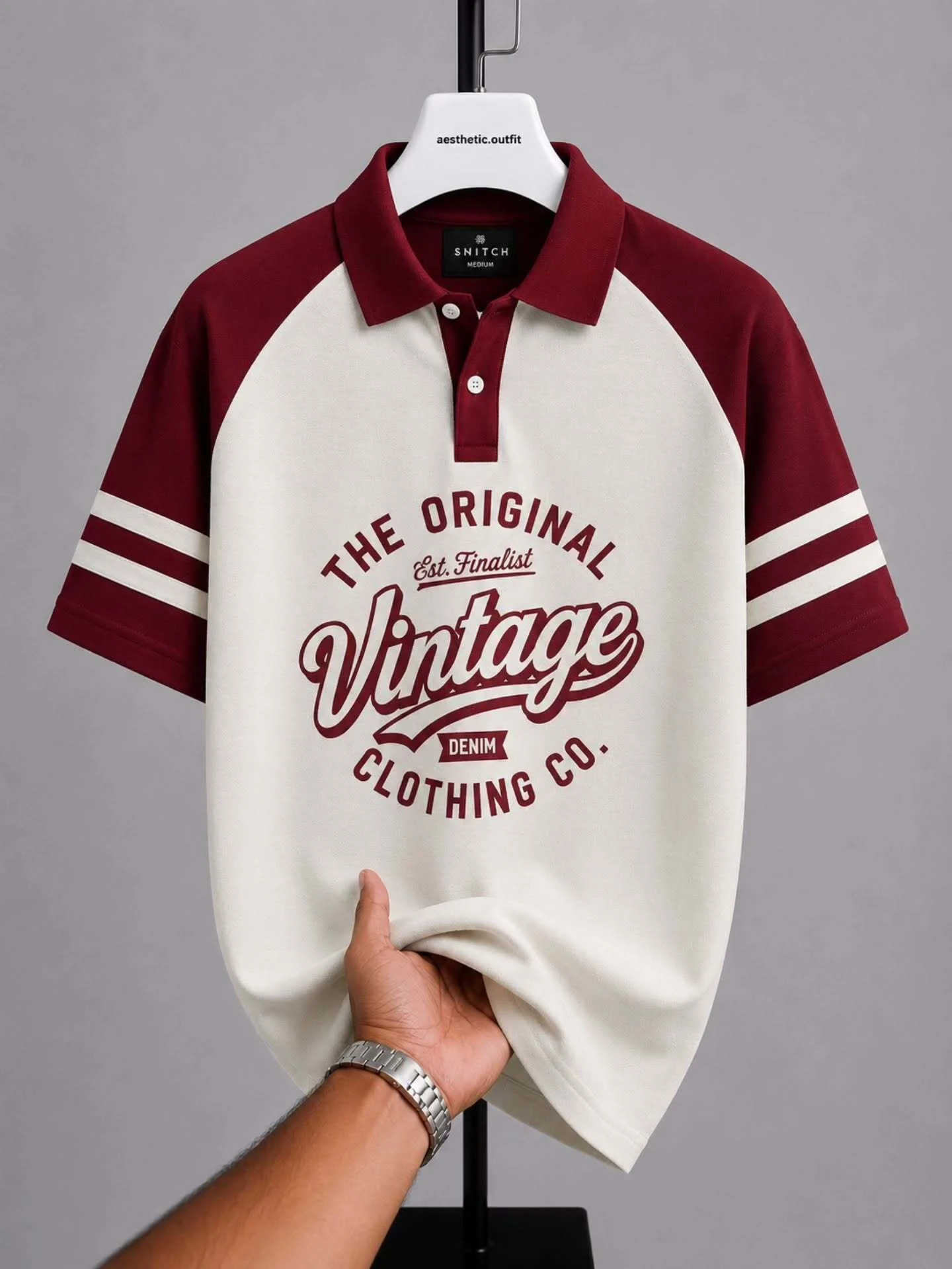 Classic Retro-Style Raglan Polo Vintage Inspired
