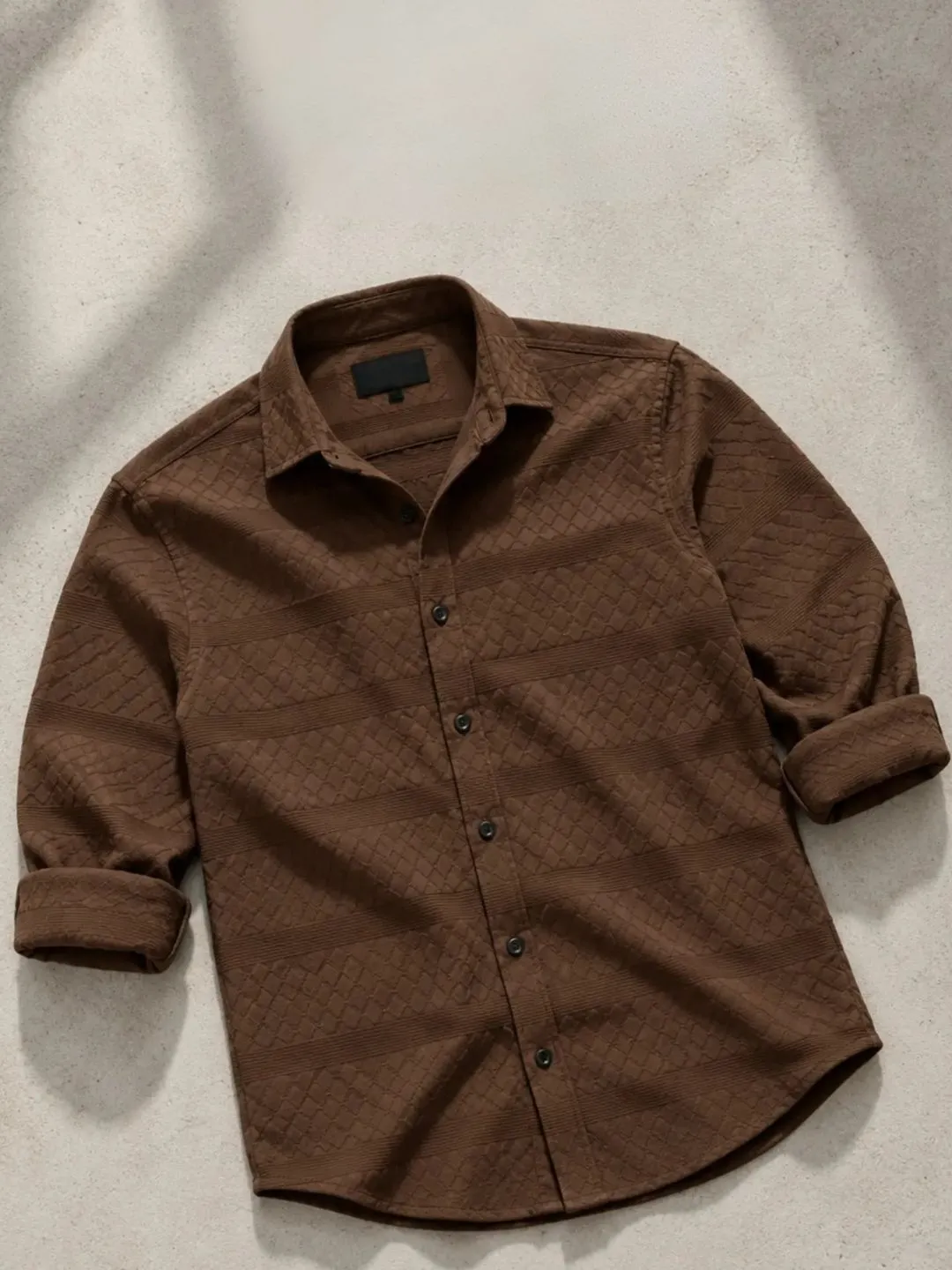 Textured Long-Sleeve Button-Down Shirt