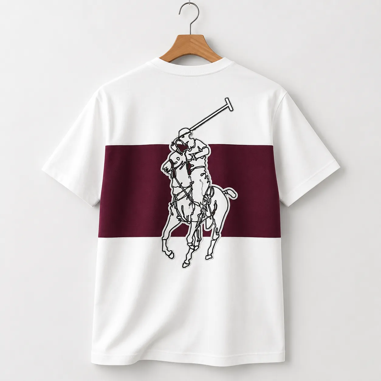 Men’s White Oversized Graphic T-Shirt | Polo Rider Back Print Premium Cotton Tee