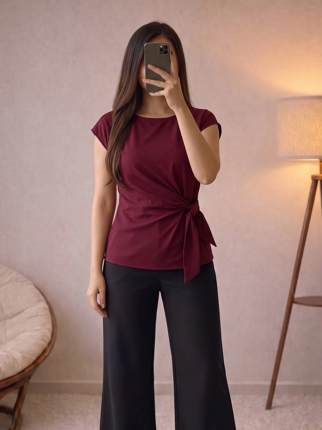Women's Short-Sleeve Side-Knot Top