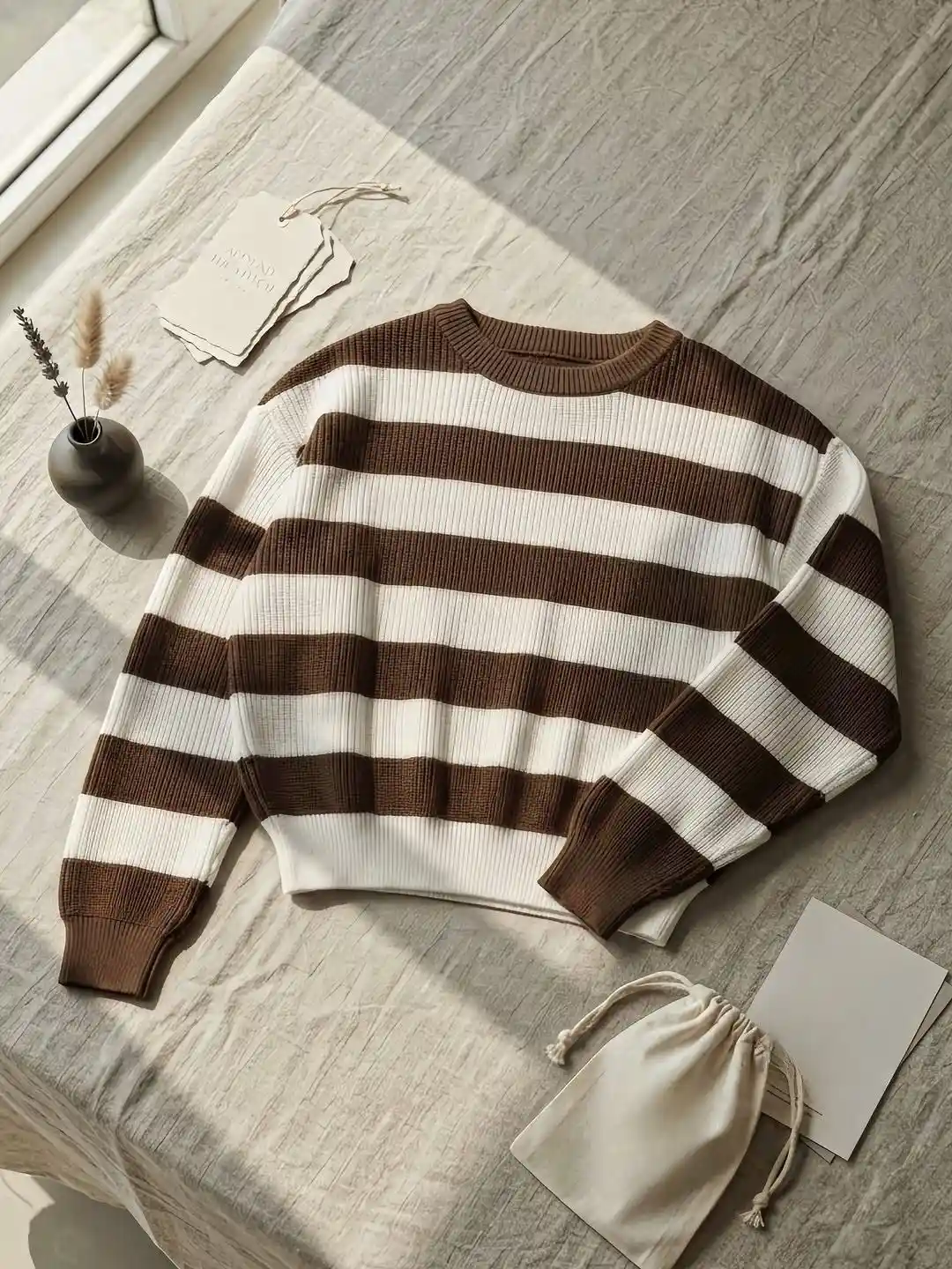 Classic Striped Crew Neck Knit Pullover