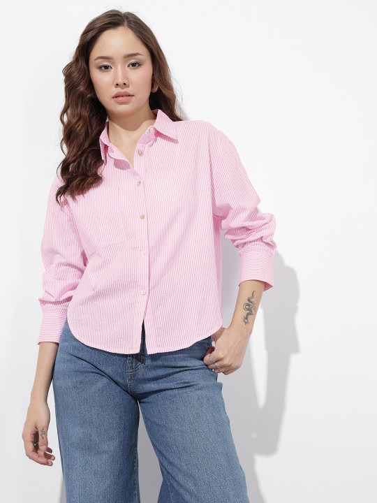 Pink Striped Button-Down Shirt