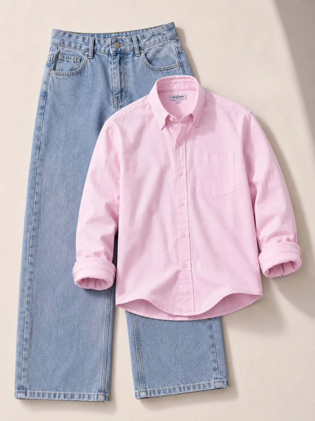 Men's Soft Pink Button-Down Long-Sleeve Shirt
