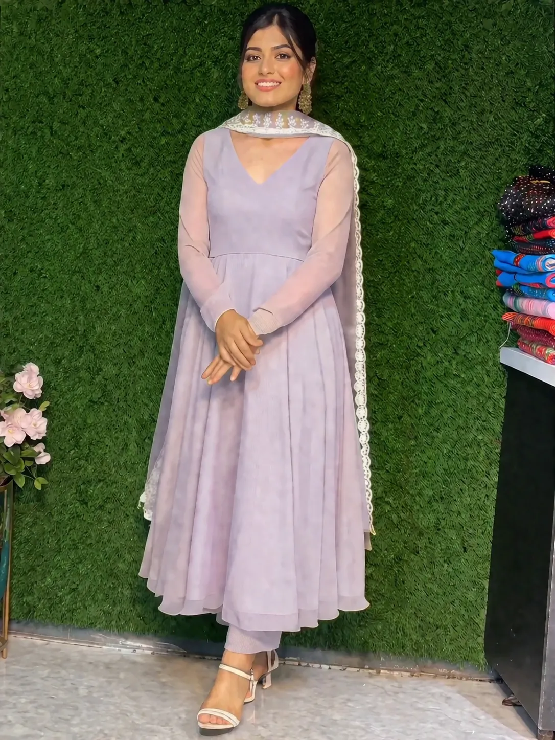 Women’s Anarkali Kurti Set – Elegant Flared Dress with Dupatta