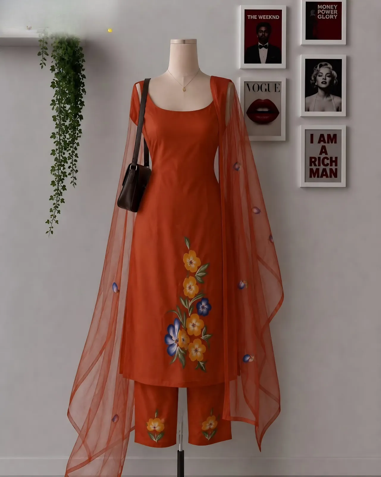 Sky Blue Printed Kurta Palazzo Set with Dupatta
