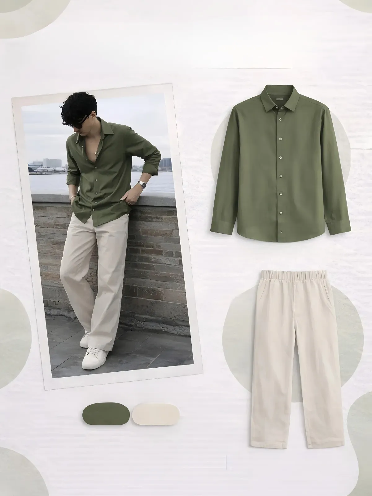Shirt with White Relaxed Trousers Co-ord Style Outfit