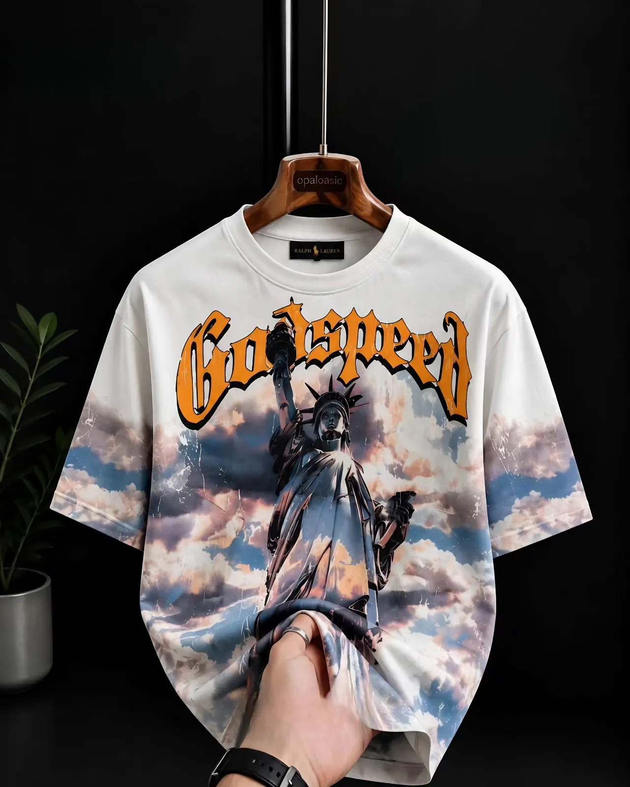 Oversized White Graphic Printed Half Sleeve T-Shirt