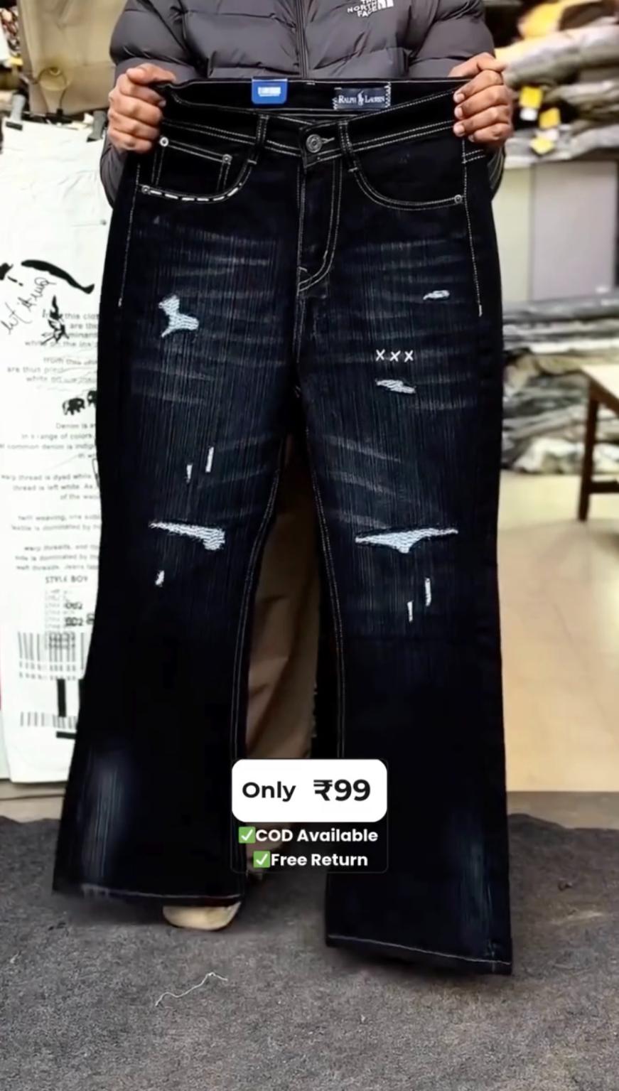 Men's Black Distressed Jeans