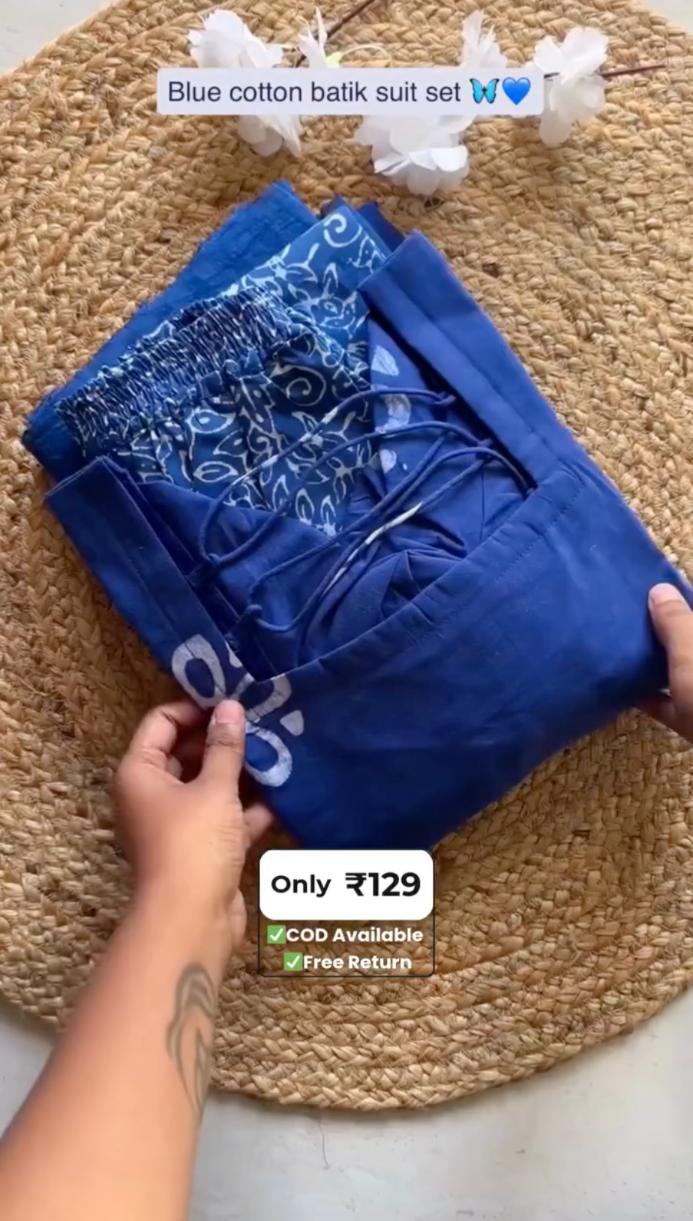 Blue Batik Print Suit Set