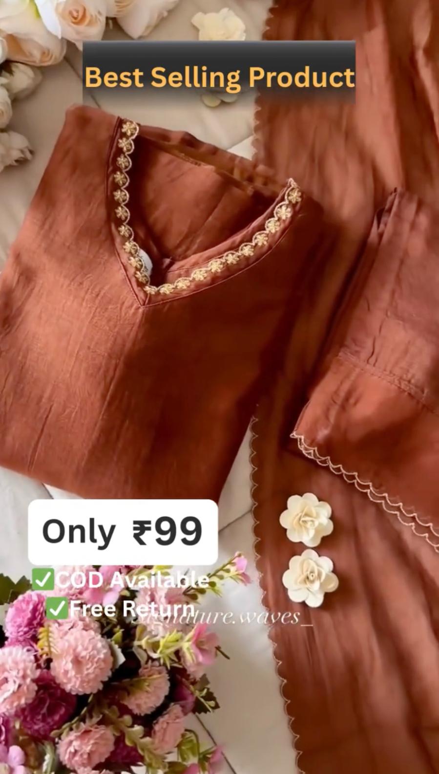 Rust Scalloped Border Suit Set
