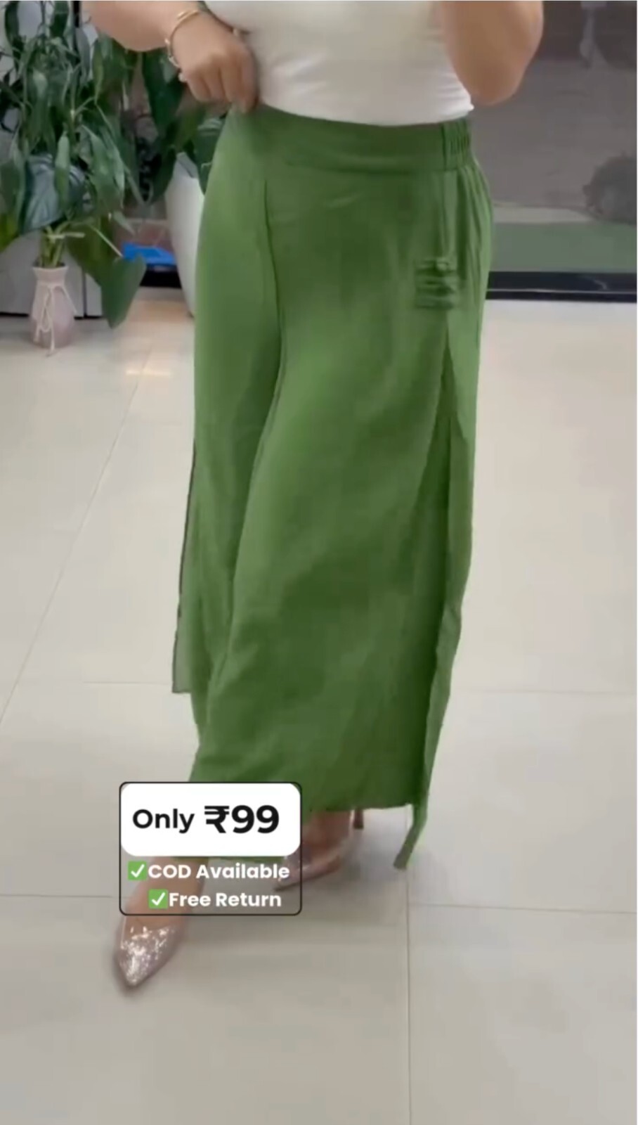Green Slit Maxi Skirt
