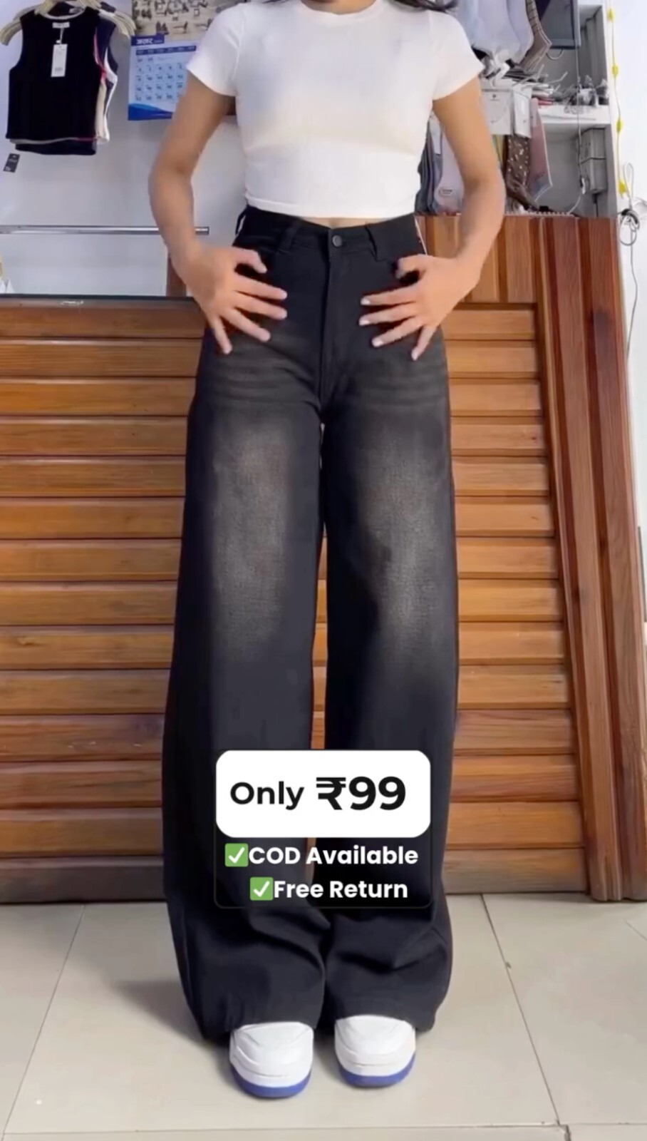 Charcoal Wide Leg Jeans